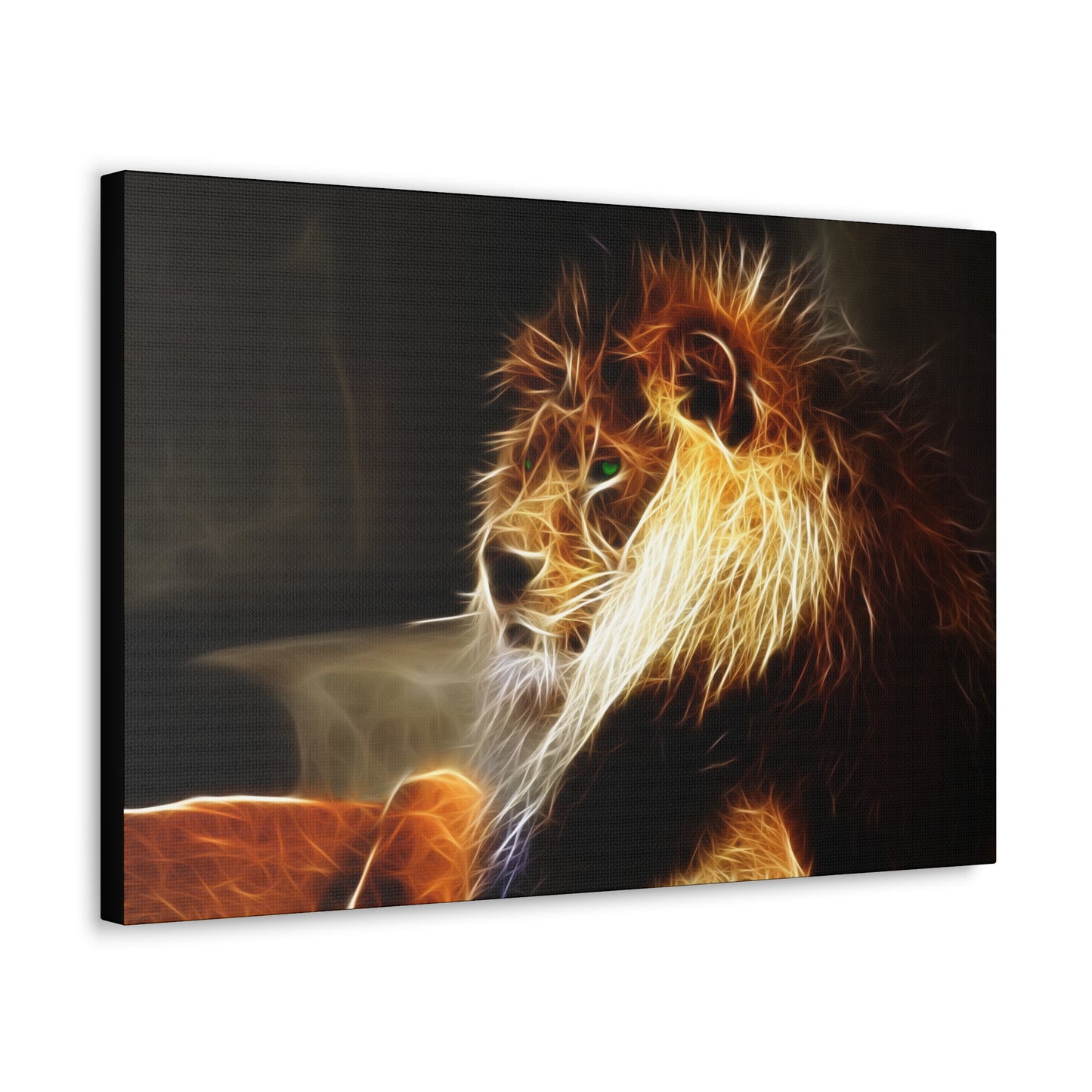 "Close-up view of Prismatic King – Multicolored Lion Wall Art showcasing bold, blended colors and intricate fur details."
