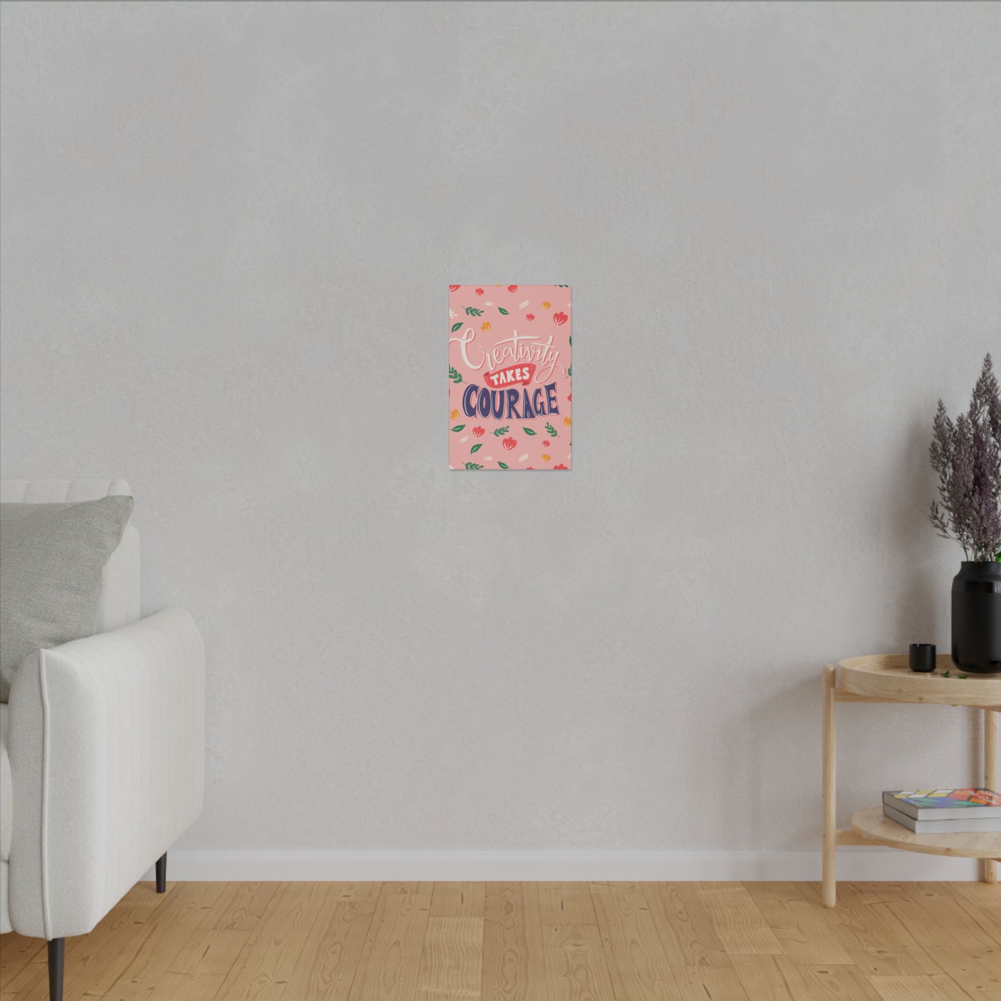 "Creativity Takes Courage Inspirational Wall Art on premium canvas, acrylic, and metal – front view"
