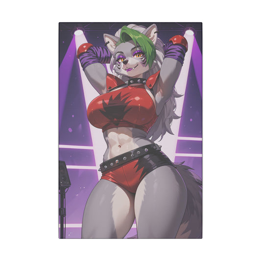 Sexy Roxanne Wolf Wall Art on premium canvas, acrylic, and metal – front view featuring Roxanne Wolf from Five Nights at Freddy’s