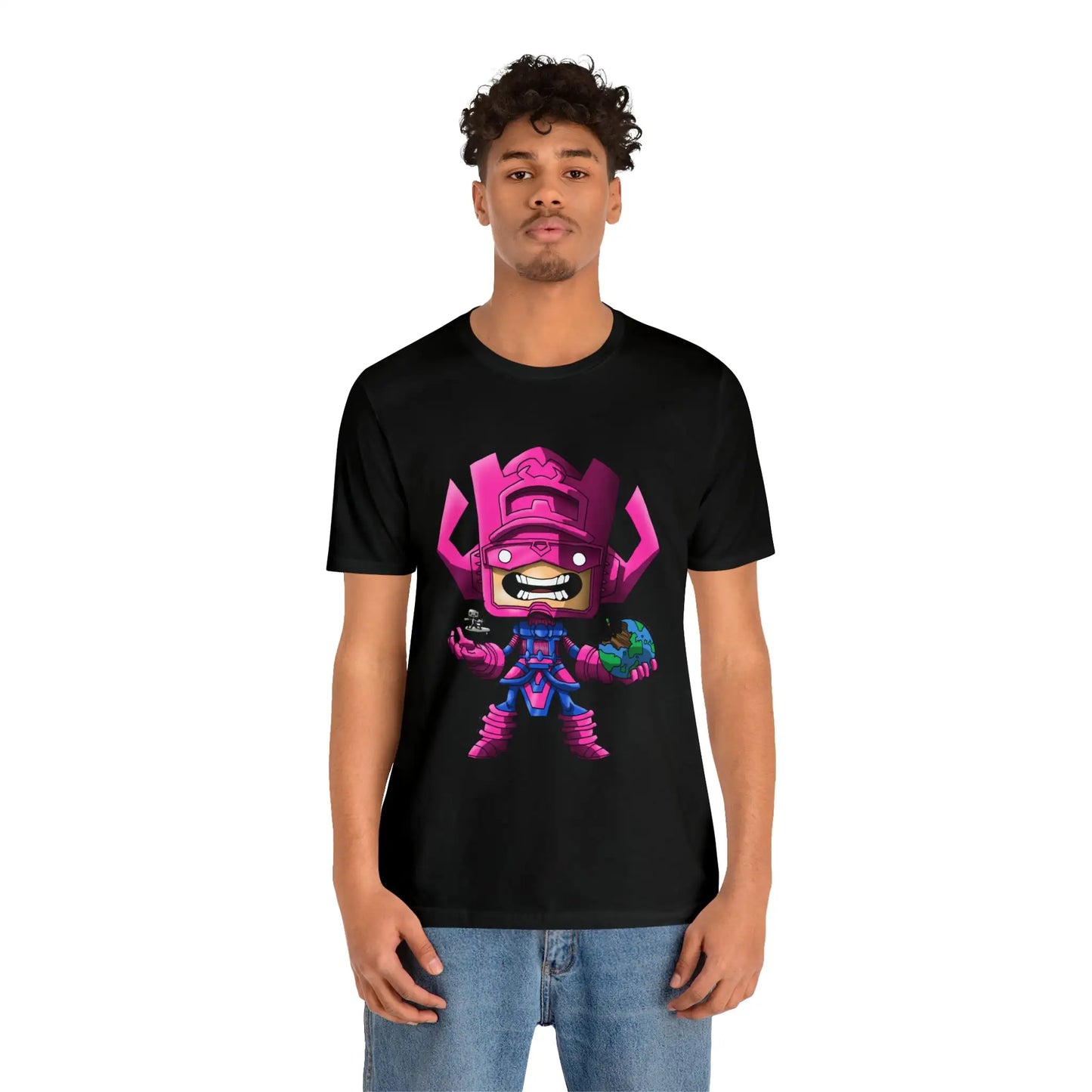 Galactus and Silver Surfer T-Shirt Cartoon Planet Devourer Chibi Style Gift Tee Unisex For Men and Women