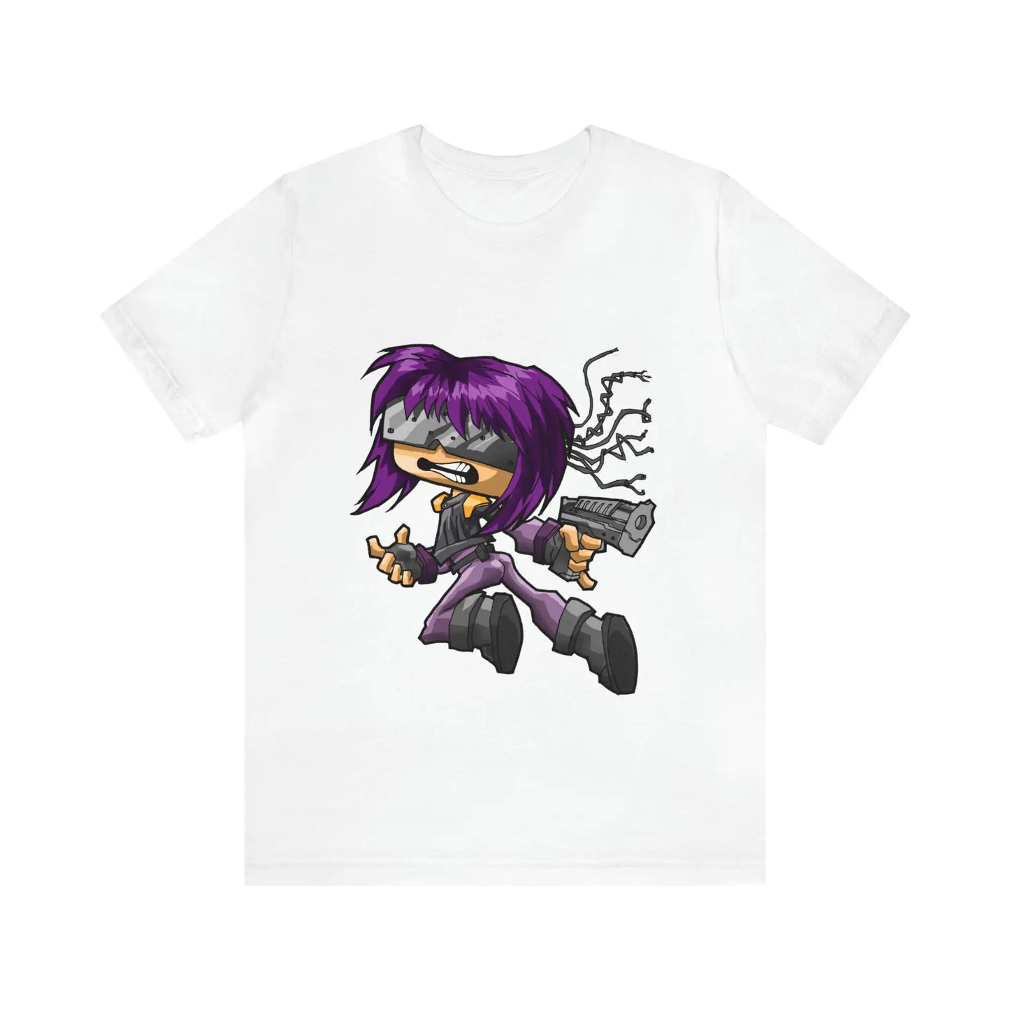 Ghost in the Shell T-Shirt Cartoon Purple Hair Motoko Kusanagi Chibi Style Gift Tee Unisex For Men and Women