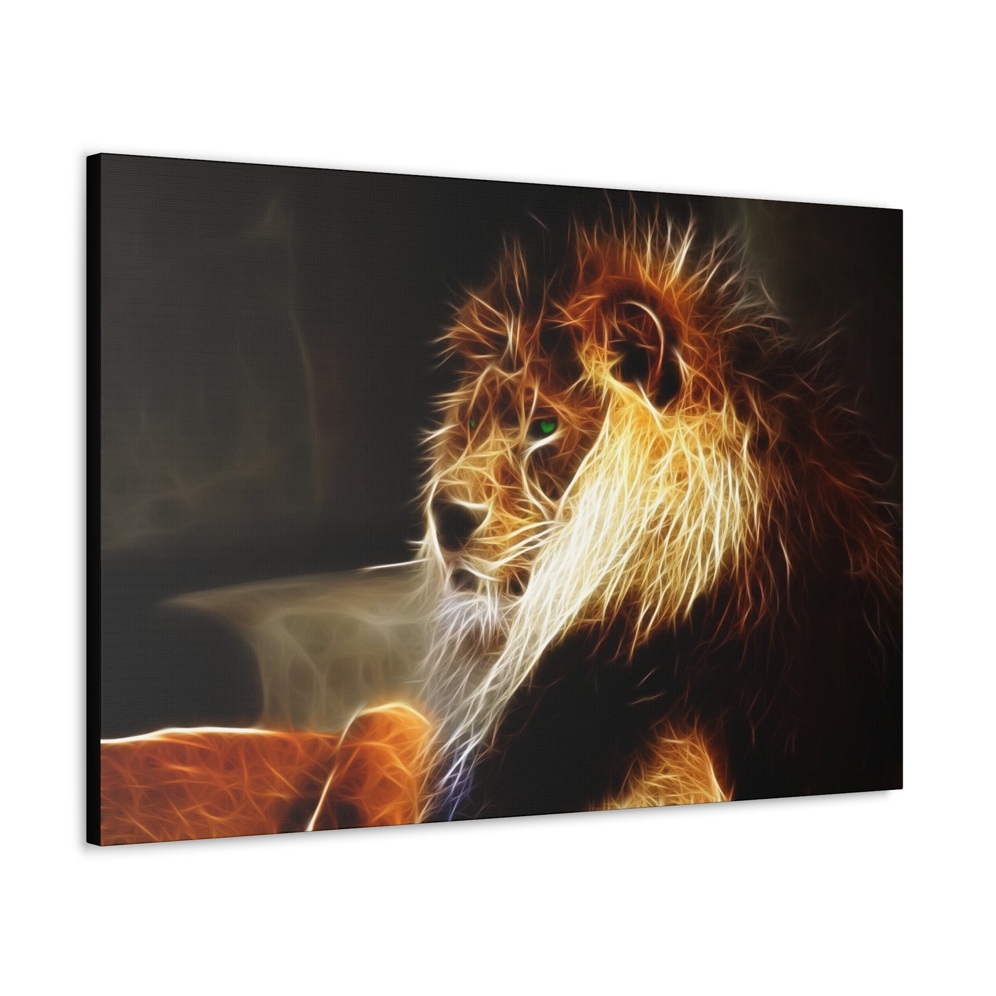 "Close-up view of Prismatic King – Multicolored Lion Wall Art showcasing bold, blended colors and intricate fur details."
