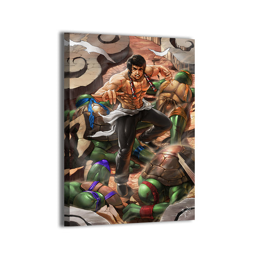 Bruce Lee Vs The Teenage Mutant Ninja Turtles Wall Art