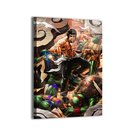 Bruce Lee Vs The Teenage Mutant Ninja Turtles Wall Art