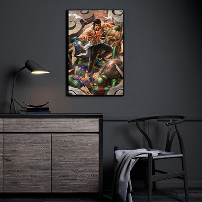 Bruce Lee Vs The Teenage Mutant Ninja Turtles Wall Art
