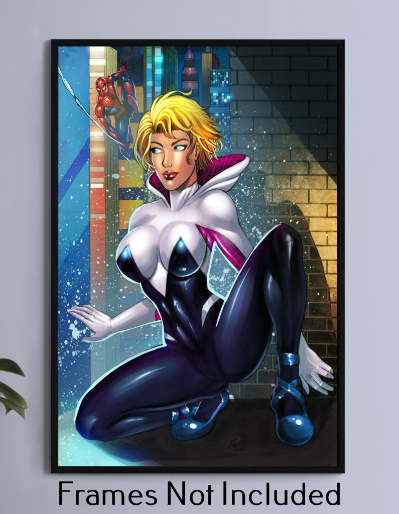 Spider-Gwen Over the Edge Wall Art