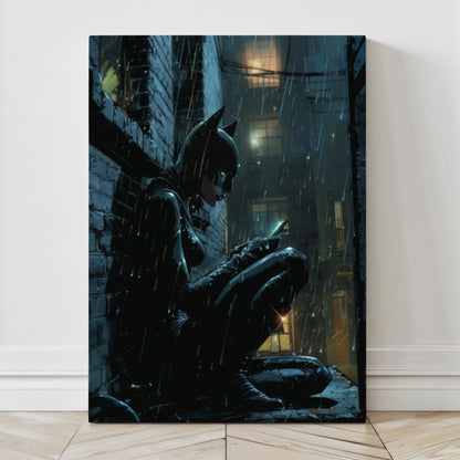 Close-up view of Batgirl Peaceful Ally Wall Art showcasing bold and serene colors with intricate details