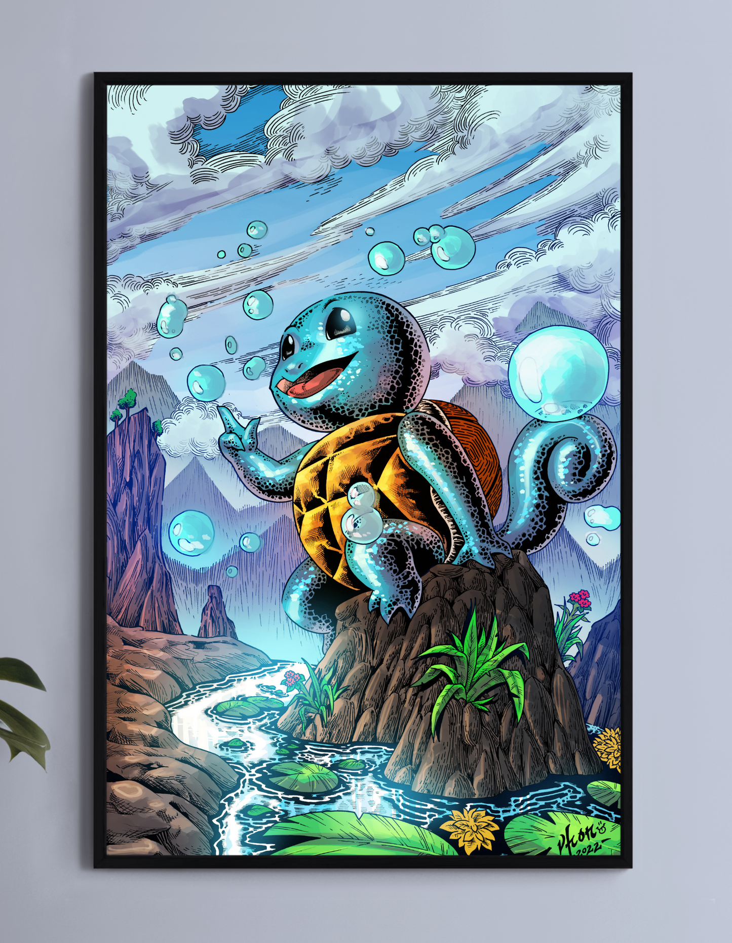 Squirtle in a Medow Wall Art