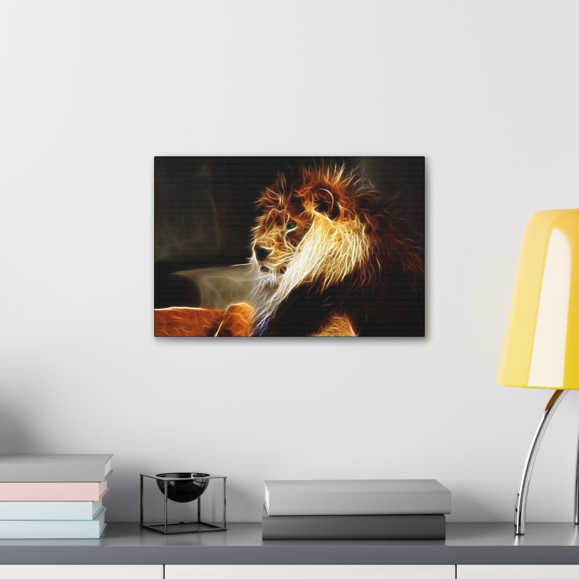"Close-up view of Prismatic King – Multicolored Lion Wall Art showcasing bold, blended colors and intricate fur details."
