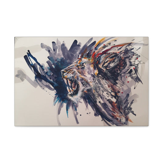 "Watercolor Majesty – Abstract Lion Watercolor Wall Art on canvas, acrylic, and metal – front view featuring a fluid and expressive watercolor lion."