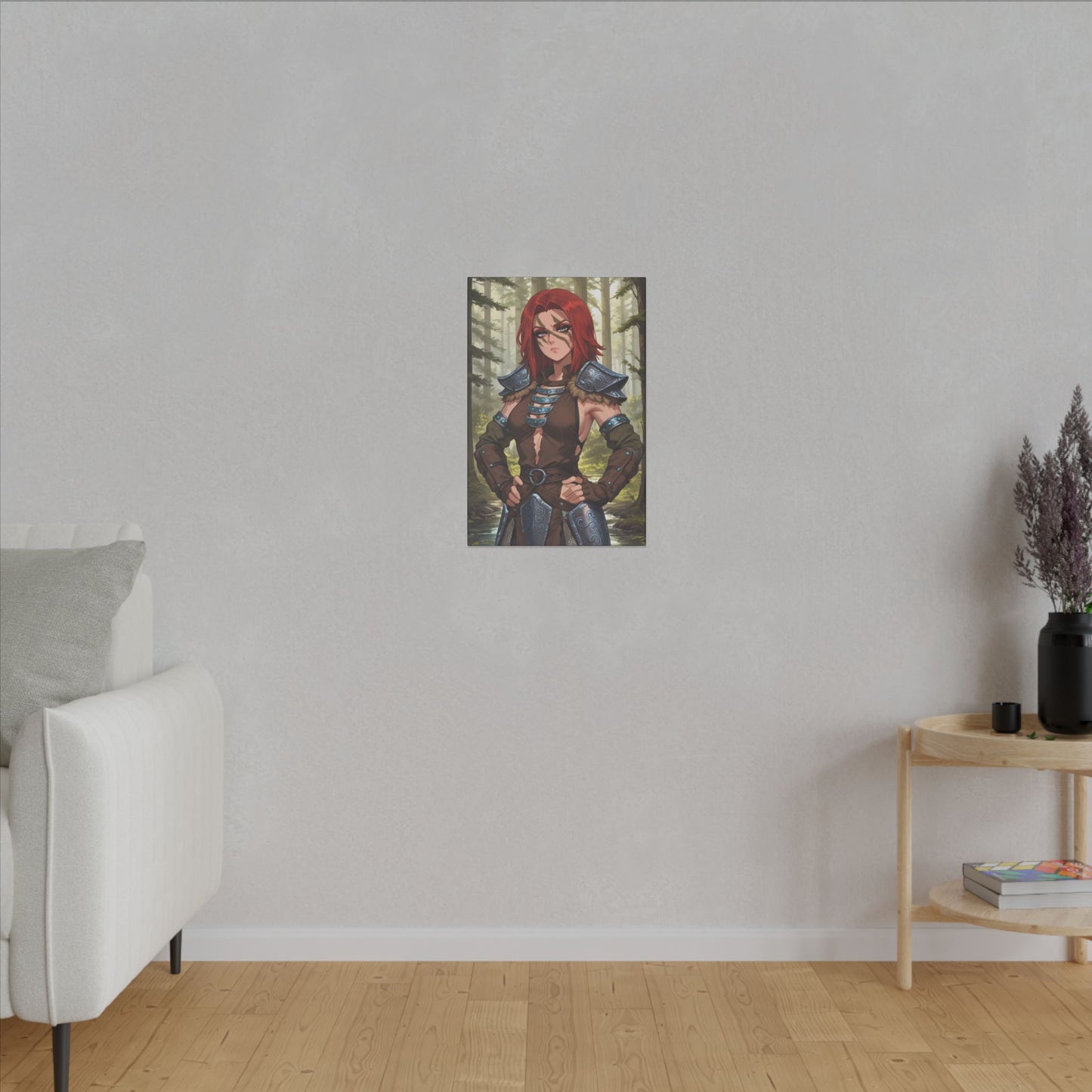 Aela the Huntress Viking Wall Art on premium canvas, acrylic, and metal – front view featuring Aela from Skyrim