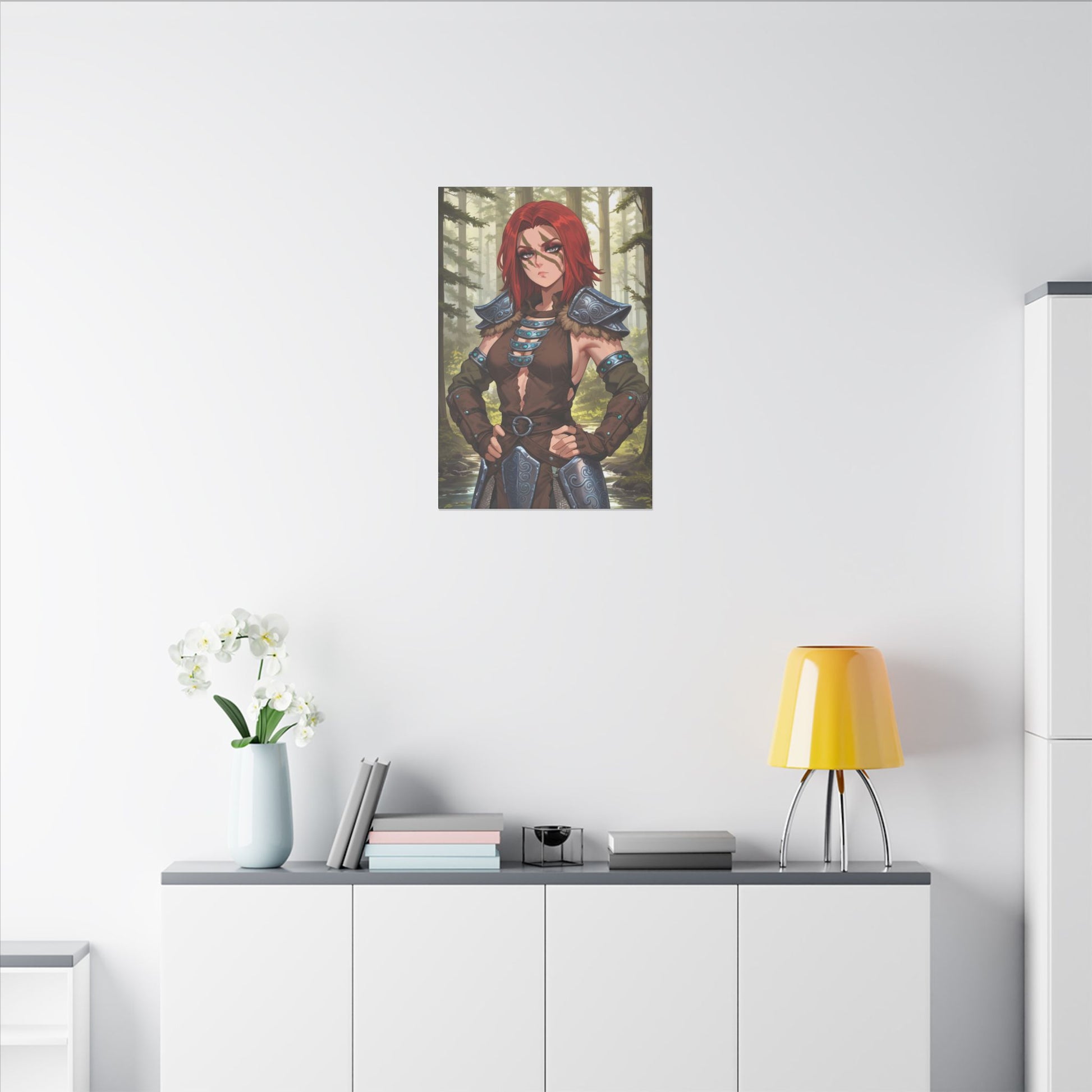 Aela the Huntress Viking Wall Art on premium canvas, acrylic, and metal – front view featuring Aela from Skyrim