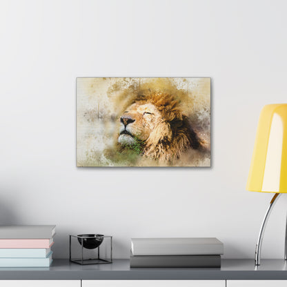 "King of the Wild – Majestic Lion Wall Art on canvas, acrylic, and metal – front view featuring a powerful and detailed lion portrait."
