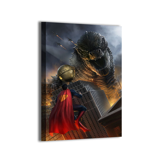 Godzilla vs Superman Wall Art