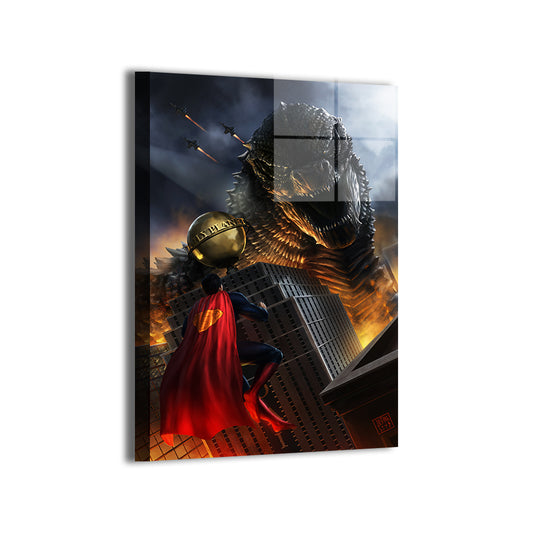 Godzilla vs Superman Wall Art