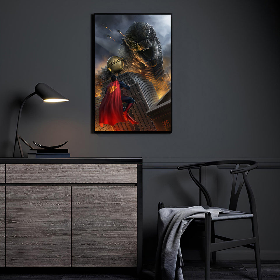 Godzilla vs Superman Wall Art