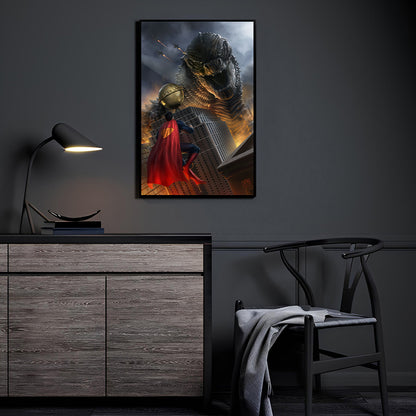Godzilla vs Superman Wall Art