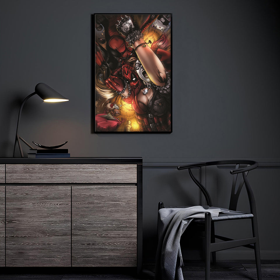 Harley Quinn vs Deadpool Wall Art
