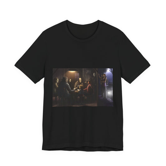 Vintage Movie Poster Tee — Retro Cinema Scene Short Sleeve T-Shirt