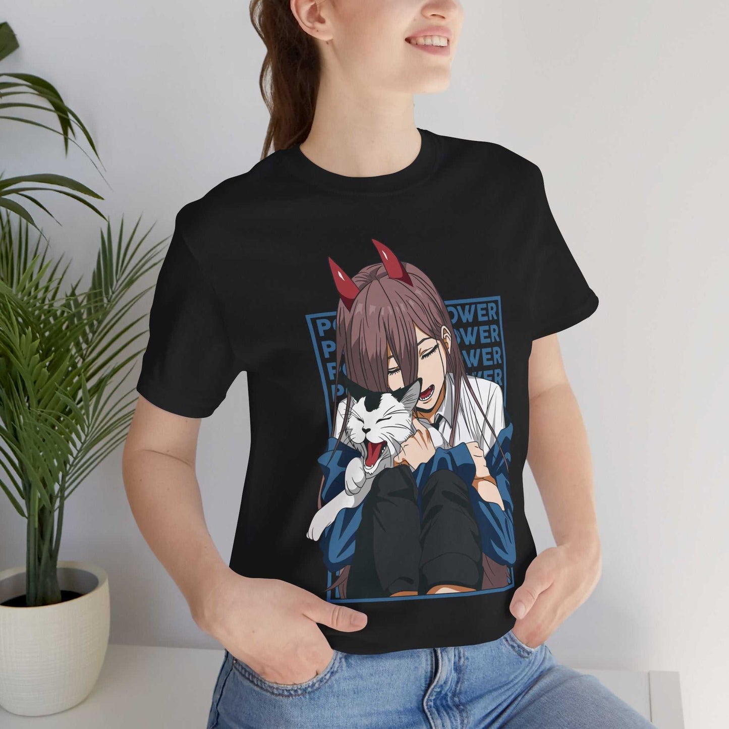 Power & Meowy Blue Frame Anime Shirt