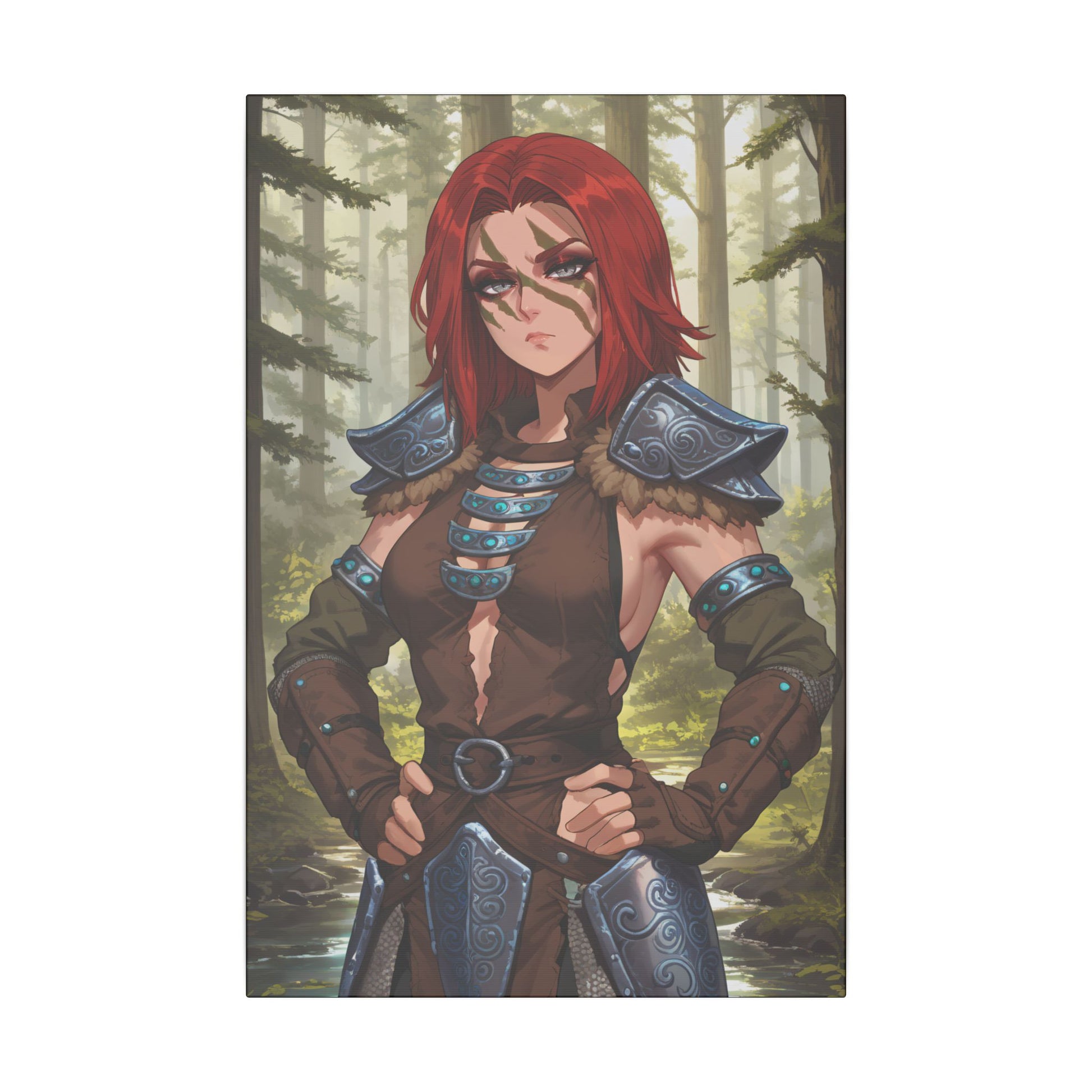 Aela the Huntress Viking Wall Art on premium canvas, acrylic, and metal – front view featuring Aela from Skyrim