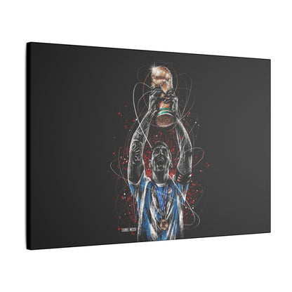 "Lionel Messi Wall Art on premium canvas, acrylic, and metal – front view featuring iconic football legend Lionel Messi"

