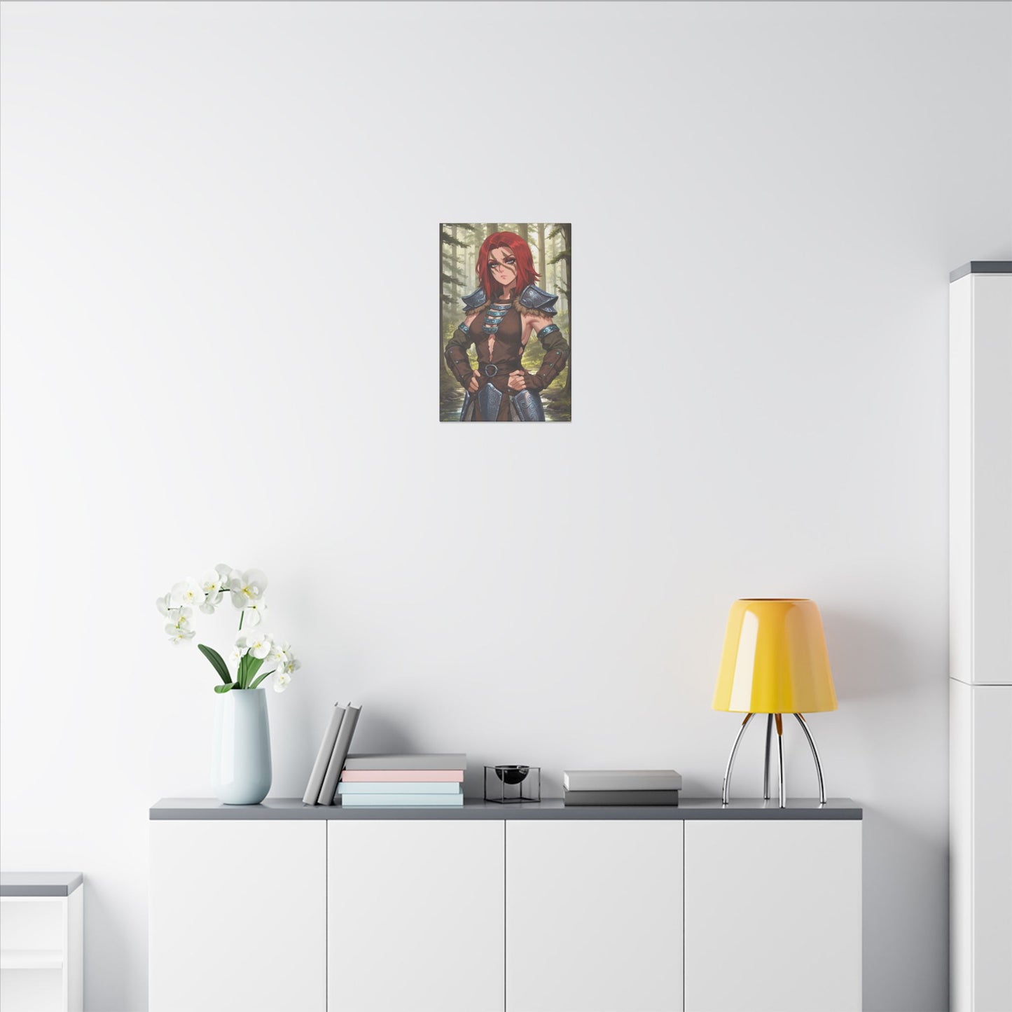 Aela the Huntress Viking Wall Art on premium canvas, acrylic, and metal – front view featuring Aela from Skyrim