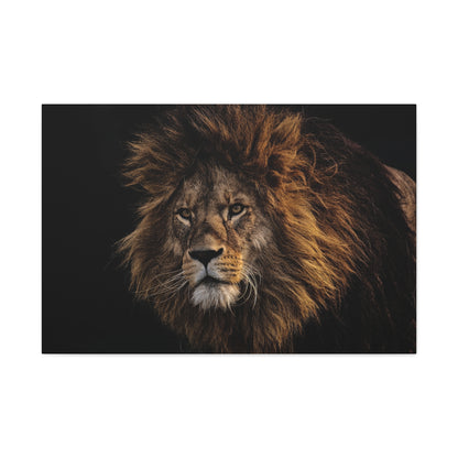 "Majestic King – Big Lion Wall Art on canvas, acrylic, and metal – front view featuring a powerful and detailed lion portrait."
