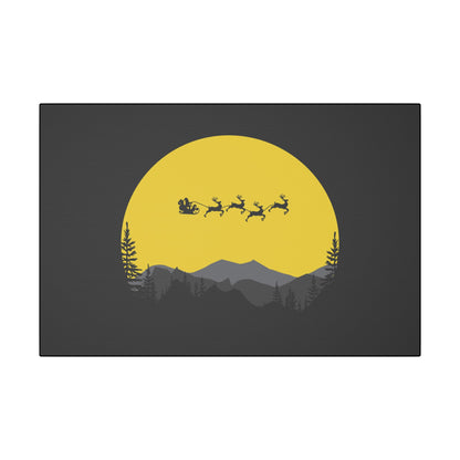 "Santa & Reindeer Silhouette Wall Art on canvas, acrylic, and metal with moonlit backdrop"
