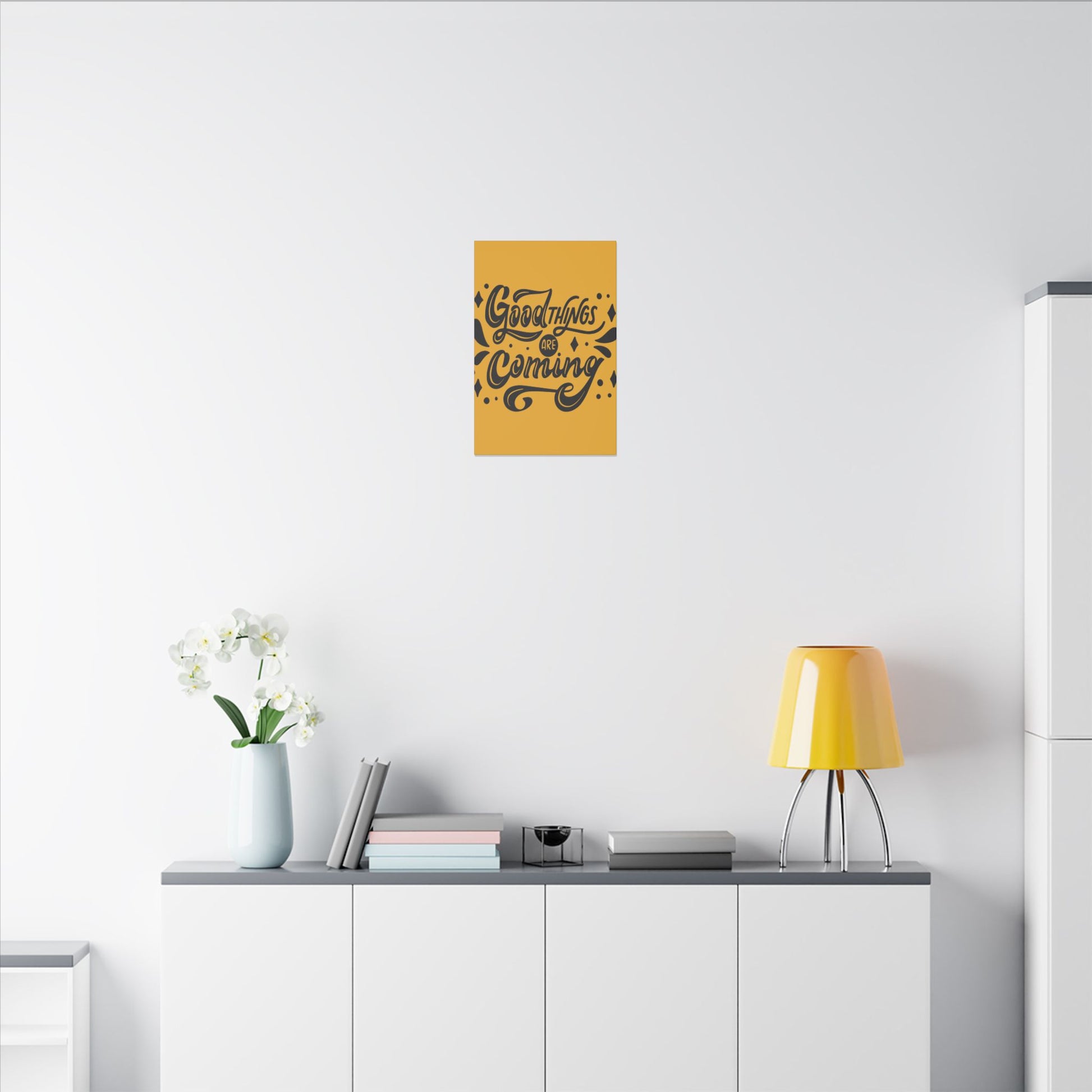 Good Things Are Coming Inspirational Wall Art on premium canvas, acrylic, and metal – front view