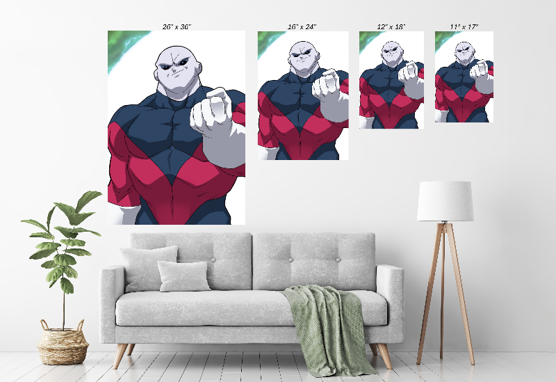 Jiren looking down with raised fist – Size Chart print by Ryan Pasibe