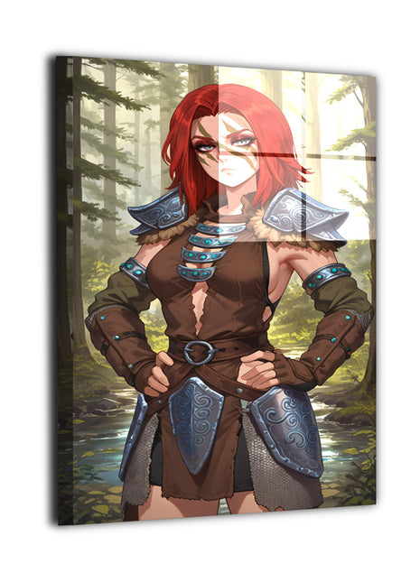 Shieldmaiden of the Wilds Wall Art Metal Print – Fantasy Warrior Woman Artwork