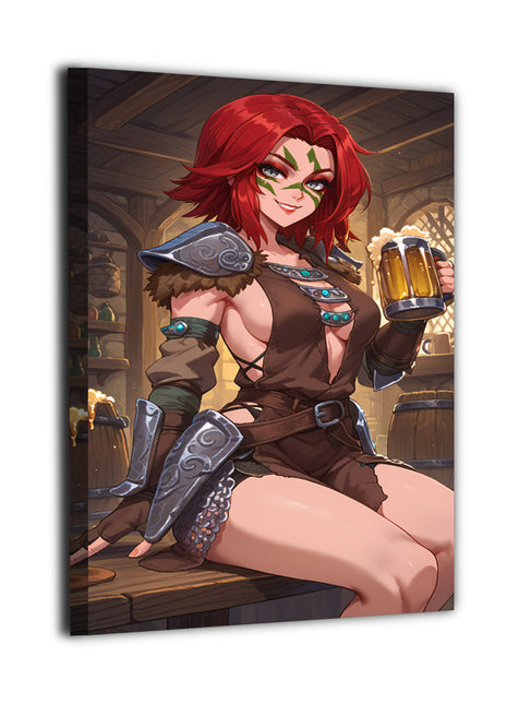 Forest Huntress Tavern 16x24 Canvas Wall Art – Fantasy Warrior Decor