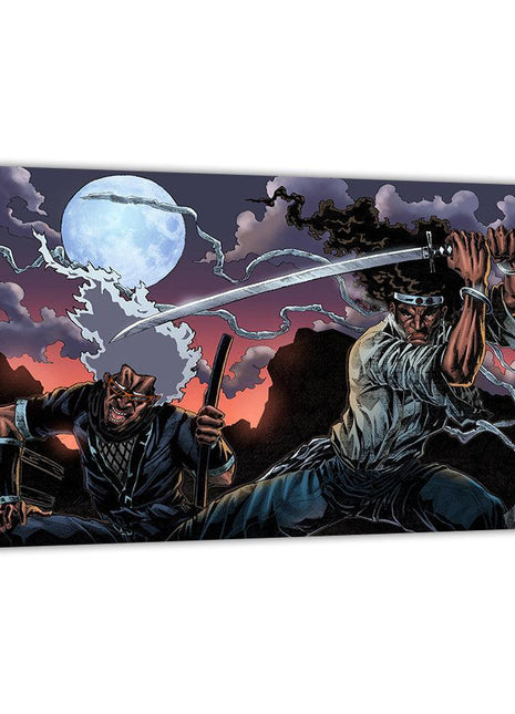Afro Samurai Duel Art | Acrylic, Metal & Canvas - Snapping Turtle Gallery
