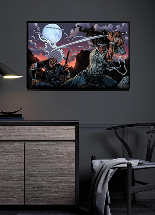 Afro Samurai Duel Art | Acrylic, Metal & Canvas - Snapping Turtle Gallery