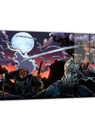 Afro Samurai Duel Art | Acrylic, Metal & Canvas - Snapping Turtle Gallery