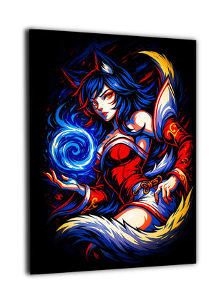 Nine-Tailed Spirit Orb canvas wall art showing Ahri mid-cast