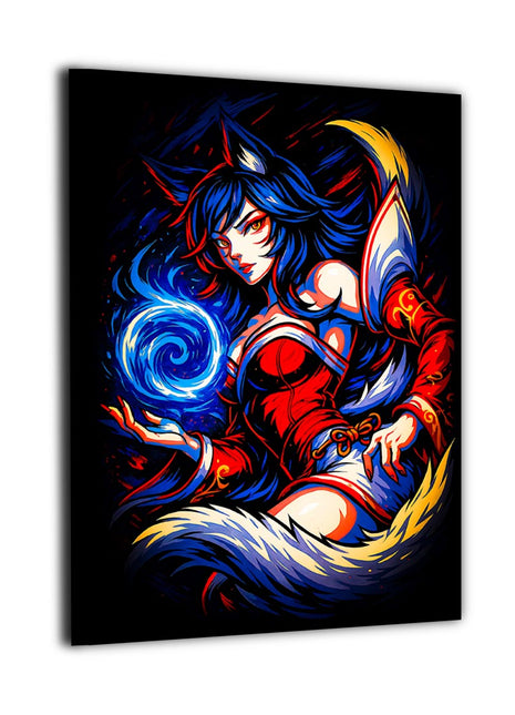 Nine-Tailed Spirit Orb canvas wall art showing Ahri mid-cast