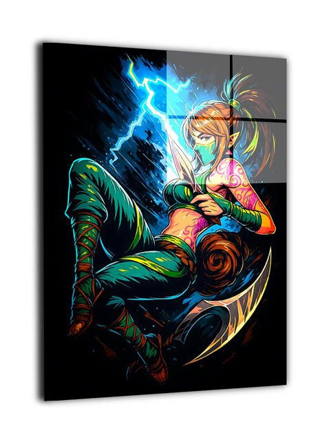 Kinkou Shadow Strike metal wall art showing Akali mid-rotation