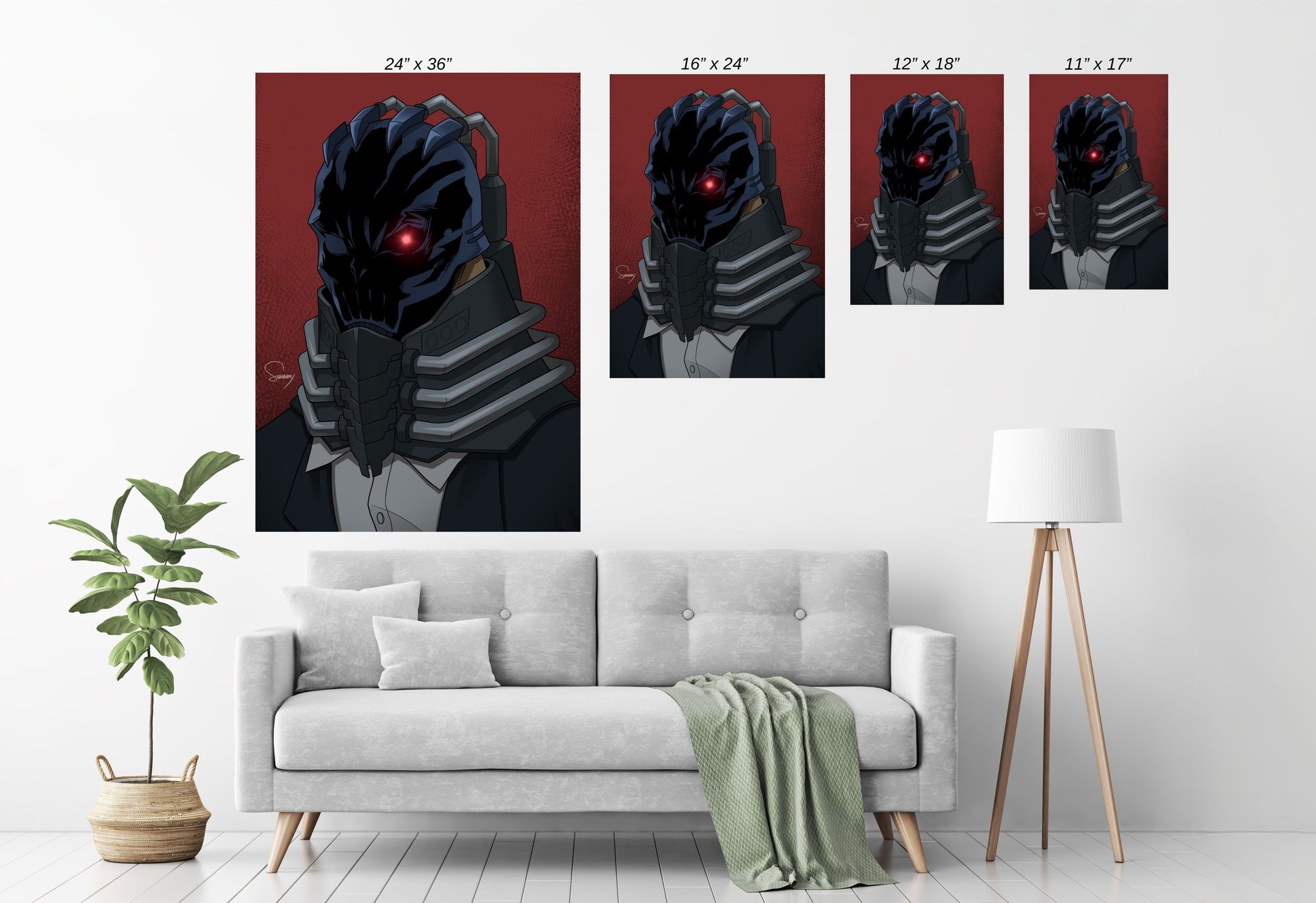 All For One Wall Art in modern room — framed My Hero Academia villain display, artwork by Sam Dela Torre.