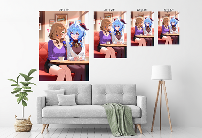 Arcane Affection Wall Art Room Mockup – Lisa & Ganyu Genshin Impact by Glavakolhoza