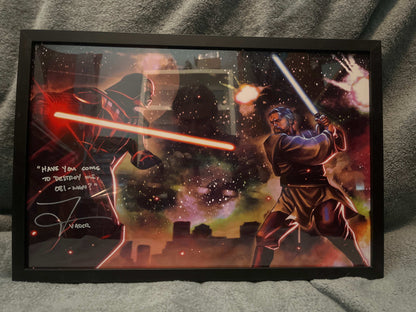 Autographed Darth Vader vs Obi-Wan 11x17 Framed Print Signed by Tom O’Connell 