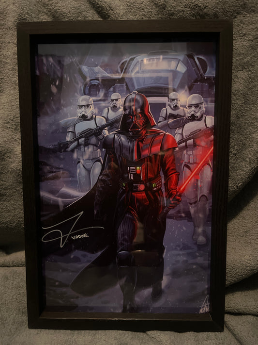 Autographed Darth Vader with Stormtroopers 11x17 Framed Print Signed by Tom O’Connell – Front View
