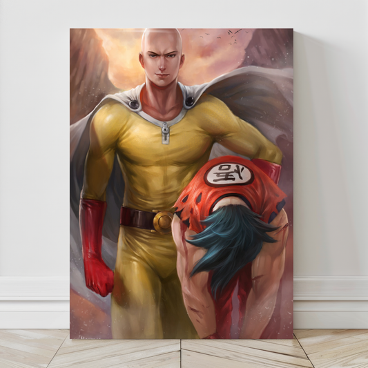 24x36 canvas anime art Saitama defeating Goku
