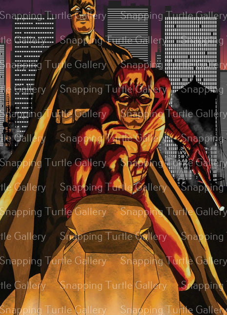 Batman & Daredevil Wall Art | Crossover Fan Art | Snapping Turtle Gallery [variant_option1] Print, Premium Wall Art by Snapping Turtle Gallery
