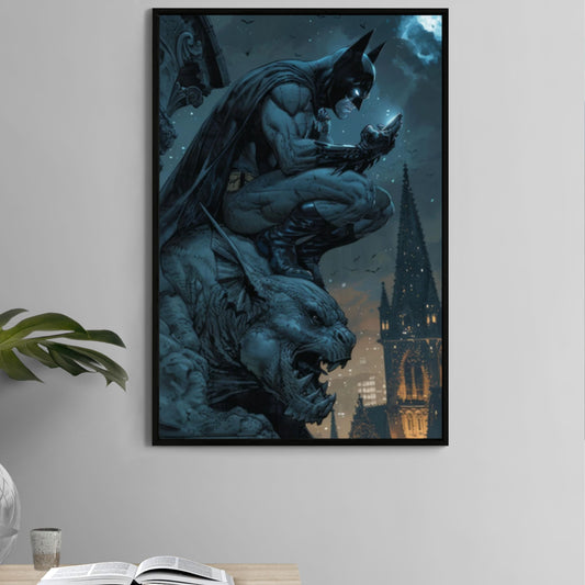 Bats Peaceful Skylight Wall Art on premium canvas, acrylic, and metal – front view featuring Batman texting