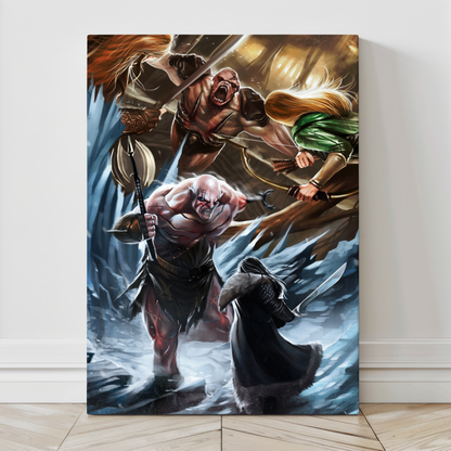 24x36 canvas wall print of Azog vs Thorin battle – inspired fantasy artwork