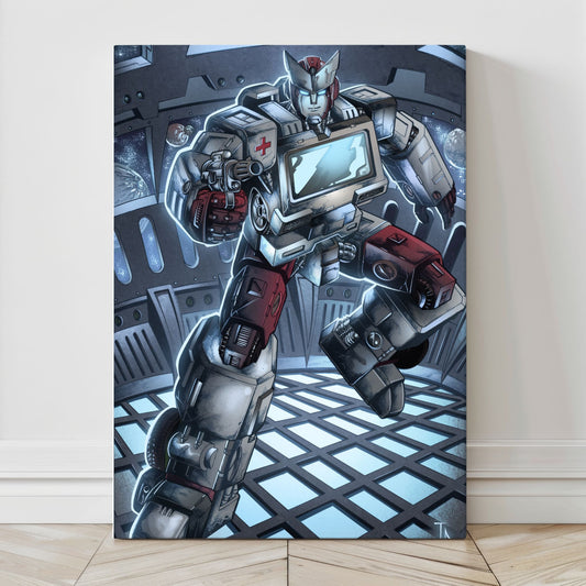 24x36 canvas wall print of battle-ready Autobot-style medical unit