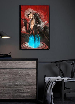 Black Cat Wall Art | Wizyakuza Acrylic, Metal & Canvas Print - Snapping Turtle Gallery