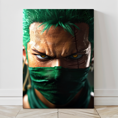  24x36 Zoro wall art in canvas with close-up masked portrait – Snapping Turtle Gallery